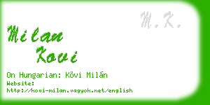 milan kovi business card